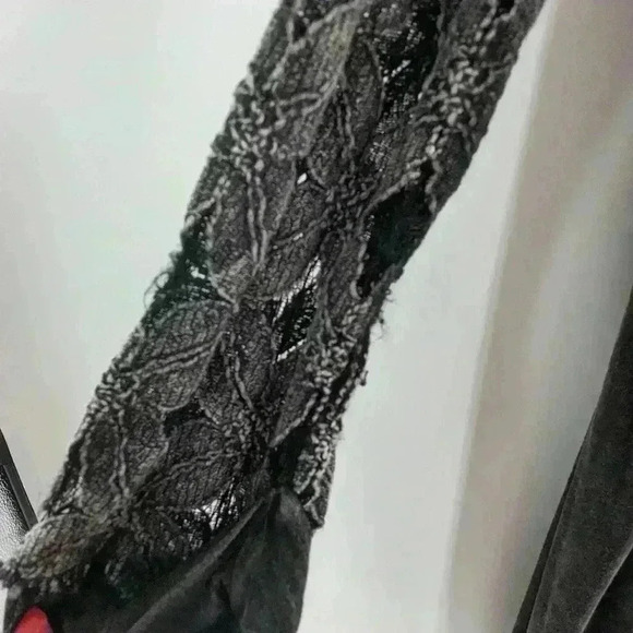 POL open Front Long Sleeve Duster Cardigan Size Small Black/ Gray Lacey - Picture 2 of 11